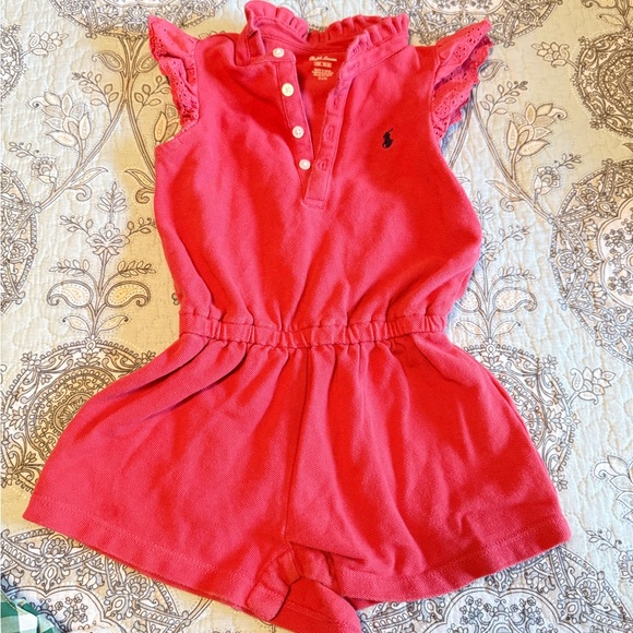 Ralph Lauren Coral Romper Size 12 Months - Picture 1 of 3